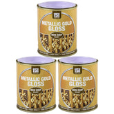 3X Metallic Gold Gloss Non-Drip Paint 300ml Tin Paint